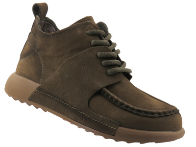 Pohodlné dámské barefoot kotníkové boty z přírodní kůže Potocki 26-35309, zelené