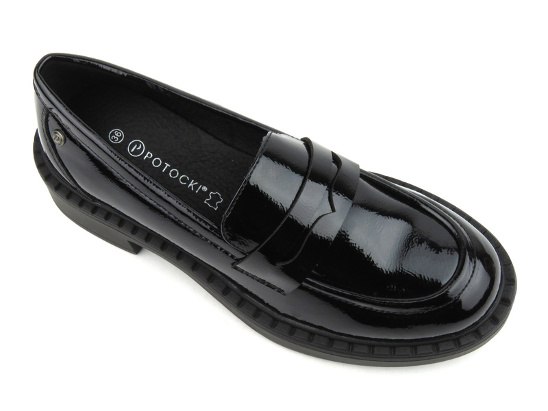 Dámské lakované boty a mokasíny - Potocki 23-12174, černé