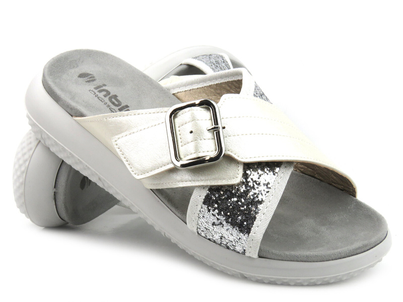 Pohodlné dámské žabky se zlatou přezkou - Inblu TT-21, bílá