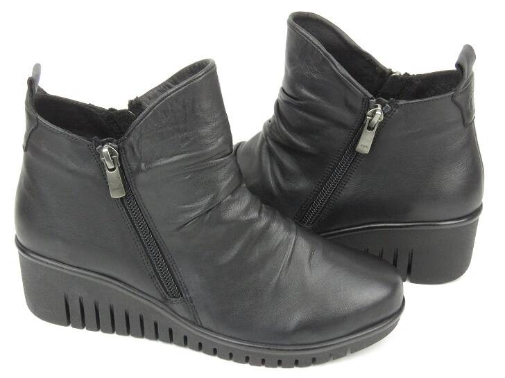 Dámské kotníkové boty na dva zipy - COMFORTABEL 960232-01, černé