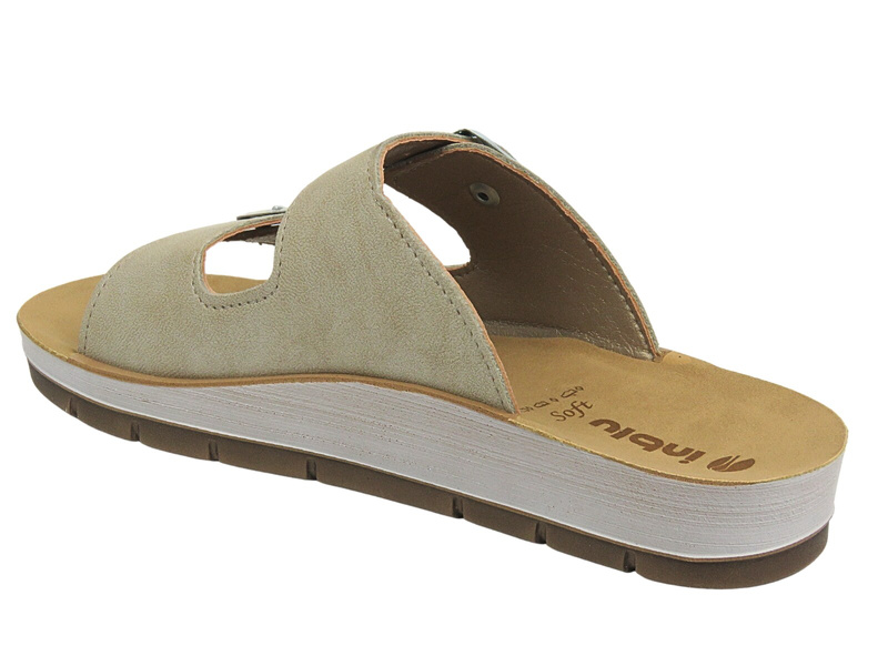 Dámské pantofle s přezkami – INBLU PROCIDA, béžové, II. jakost