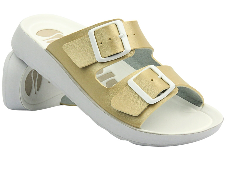 Dámské žabky s přezkami - INBLU AG-04, zlaté