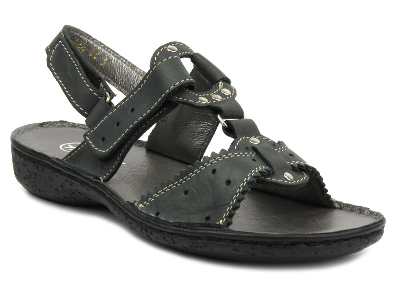 Dámské sandály z přírodní kůže - Helios 722, šedé