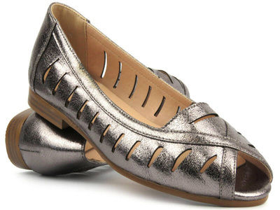 Dámská obuv s otevřenou špičkou - Potocki 24-12392, stříbrná