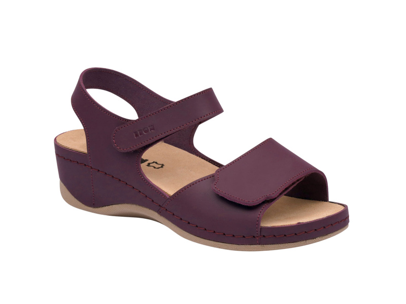 Dámské sandály na suchý zip bordó Leon 2024