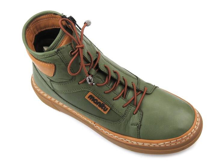 Dámské kotníkové boty z měkké kůže - MANITU 990354-07, zelené