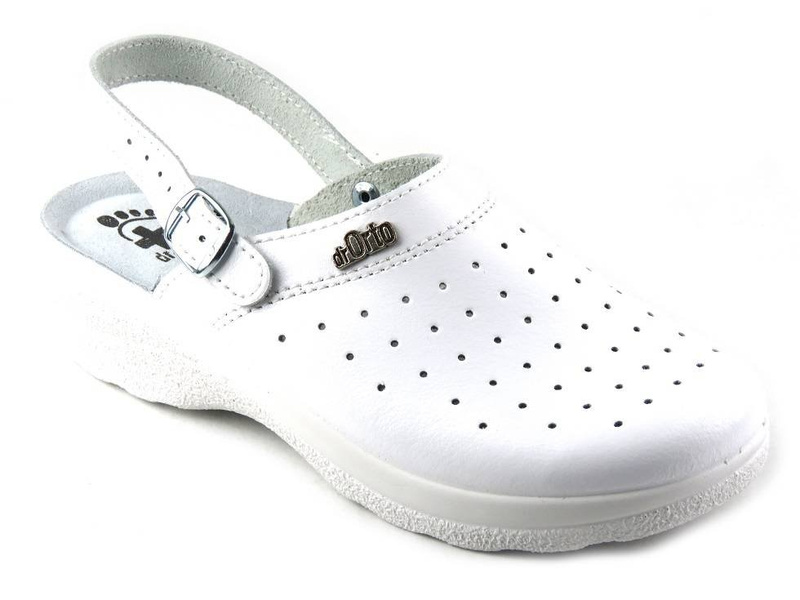 Kožené dámské sanitární a zdravotní pantofle - Dr Orto 157D002, bílé