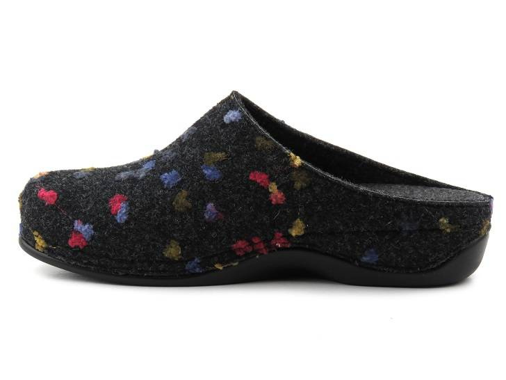 Dámské plstěné pantofle s květinami - BERKEMANN 01028-914 Donata, grafit