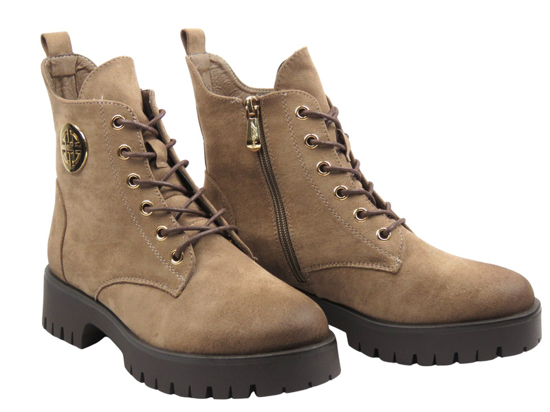 Béžové zateplené dámské kotníkové boty Potocki 25-12672