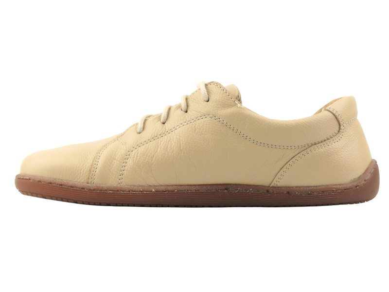 Kožené minimalistické dámské barefoot polobotky Helios Komfort 451, světle béžové