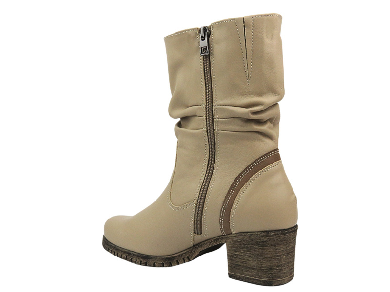 Pohodlné kožené kotníkové boty pro ženy - Galant Z23-4, béžová PL
