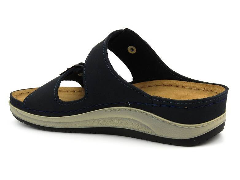 Dámské žabky s koženou vsadkou - INBLU AA-67, tmavě modrá