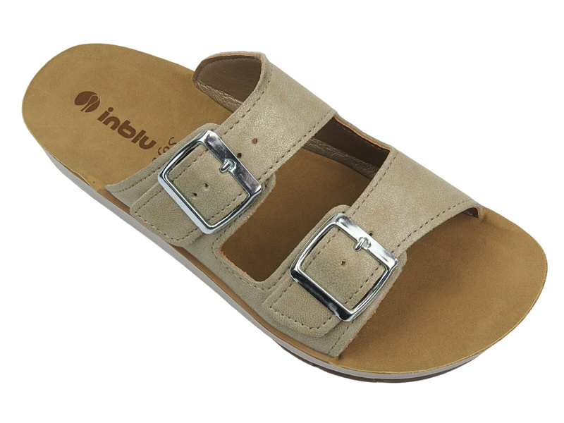 Dámské pantofle s přezkami – INBLU PROCIDA, béžové, II. jakost