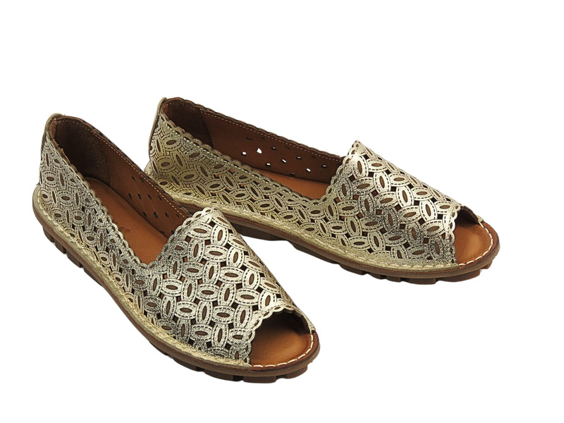 Dámské děrované nazouvací polobotky zlaté Venezia E137LEGOOBM029