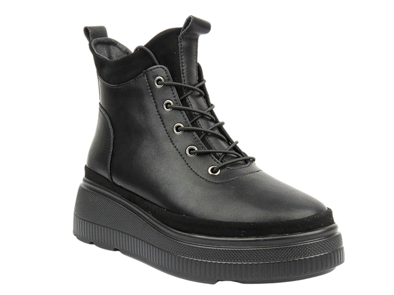 Kožené dámské kotníkové boty na platformě - Filippo DBT4146/23, černé