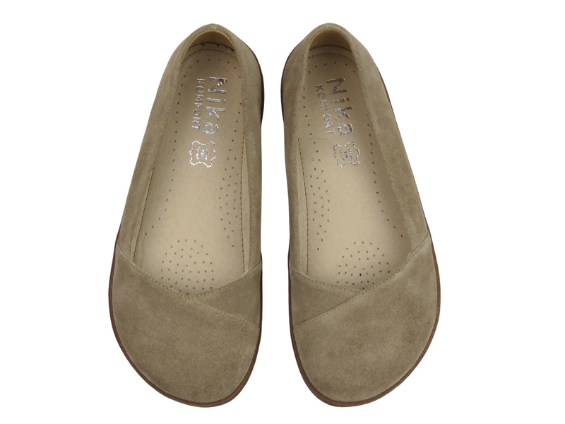 Barefoot kožené minimalistické dámské polobotky s rozšířenou šířkou H - Nika Komfort 1451 béžové