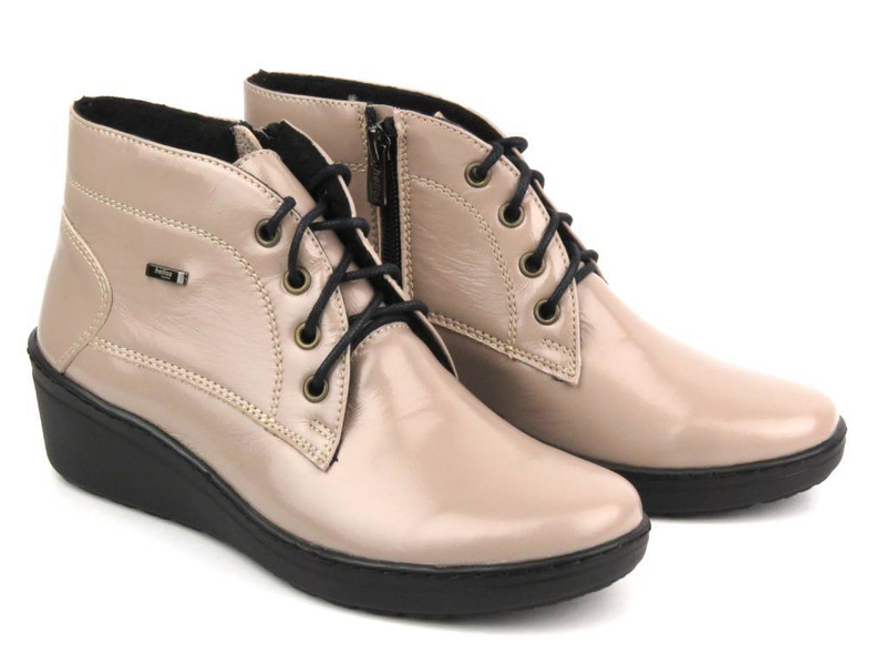 Dámské kožené kotníkové boty - HELIOS Komfort 554, béžová