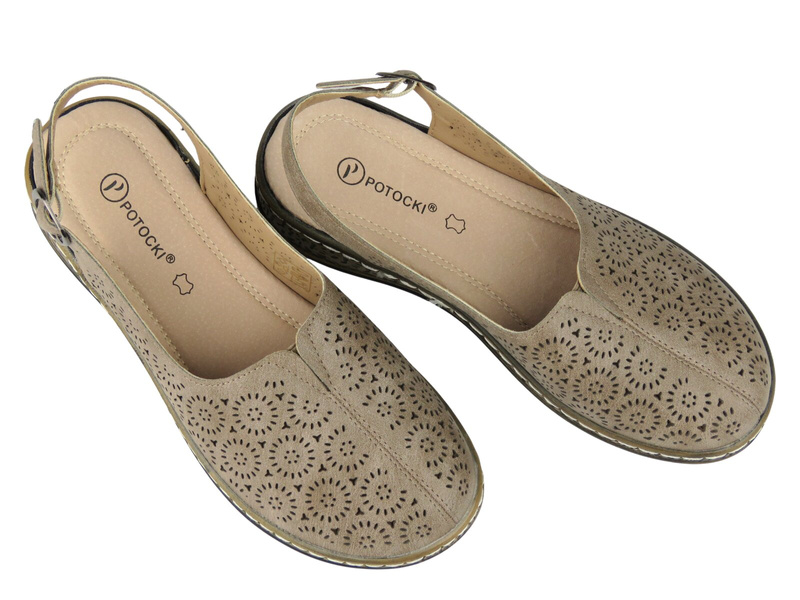 Pohodlné dámské polobotky Potocki 26-24325 khaki