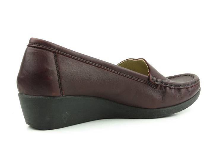 Dámské mokasíny na klínku - Helios Komfort 4020, třešeň tmavá