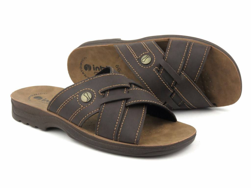 Pánské žabky se zkříženými ramínky - INBLU TG-07, tmavě hnědé