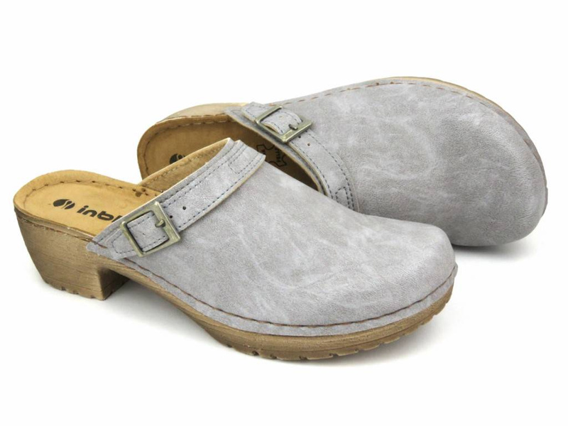 Dámské žabky, dřeváky na vysokém podpatku - INBLU BL-04, šedé