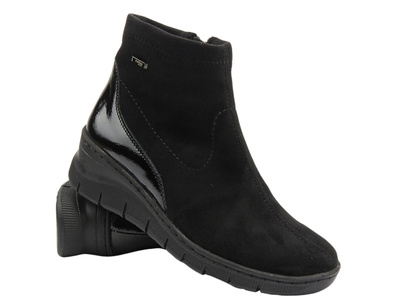 Dámské kozačky na platformě - HELIOS Comfort 600 černé se zipem Polská značka