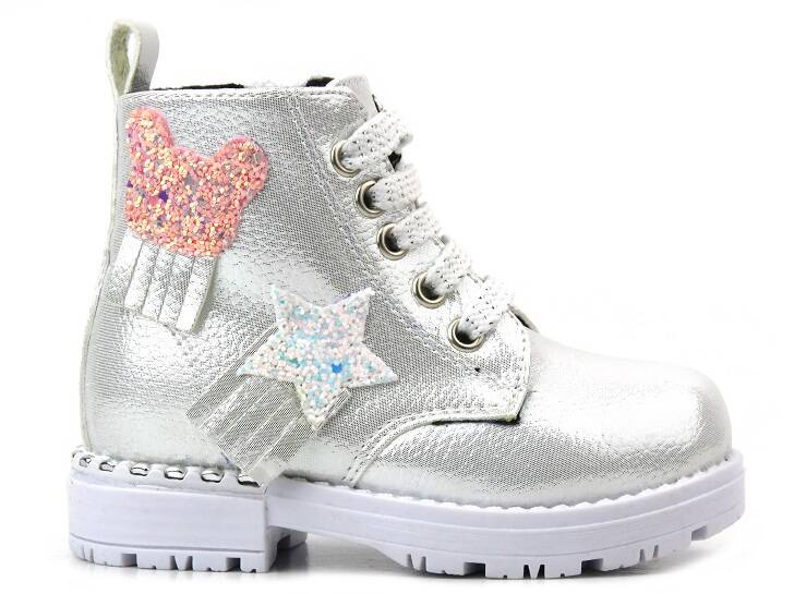 Dětské boty s hvězdou a medvídkem - Navy Dot 22-61060, stříbrná