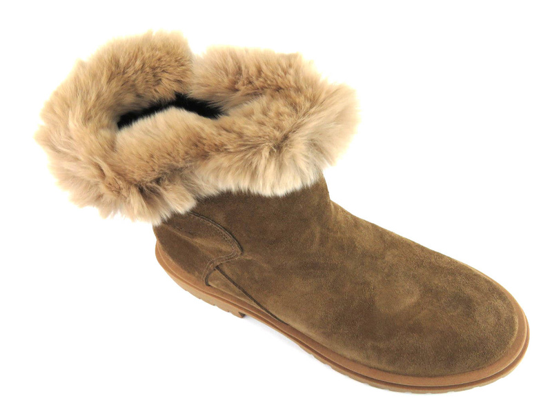 Dámské semišové kotníkové boty s kožíškem - PIAZZA 960126-02, hnědé