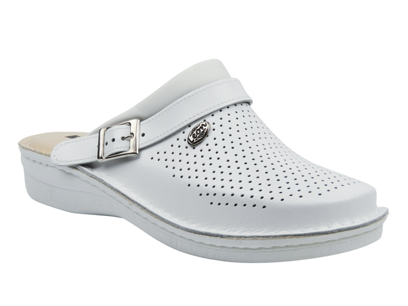 Pánské kožené žabky Leon V202M bílé barvy