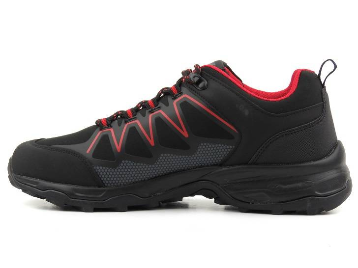 Pánské trekingové kalhoty po kotníky - DK Soft Shell 1068, černá s červenou