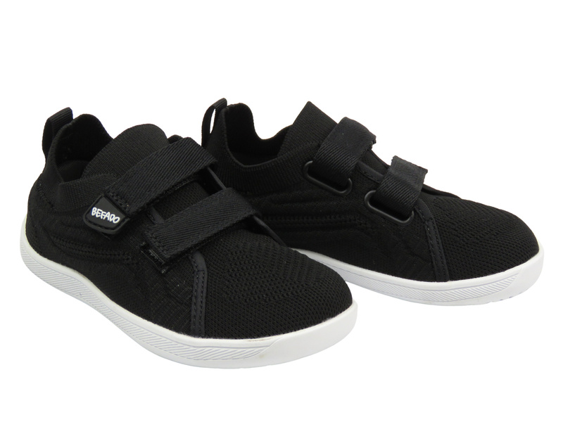 Barefoot, tenisky, dětské papuče na suchý zip - BEFADO 003Y014, černé