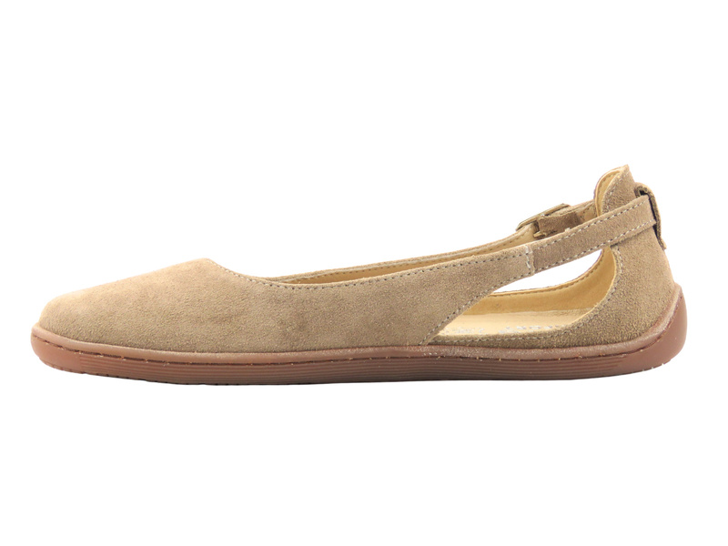 Dámské minimalistické kožené sandály Barefoot s extra šířkou (V) - Nika Komfort 1472, tmavě béžová