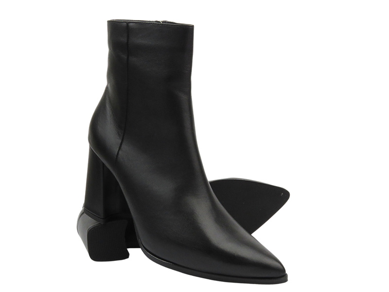 Elegantní dámské kotníkové kozačky na vysokém podpatku - VENEZIA L006LEBLOBB034, černé se zipem