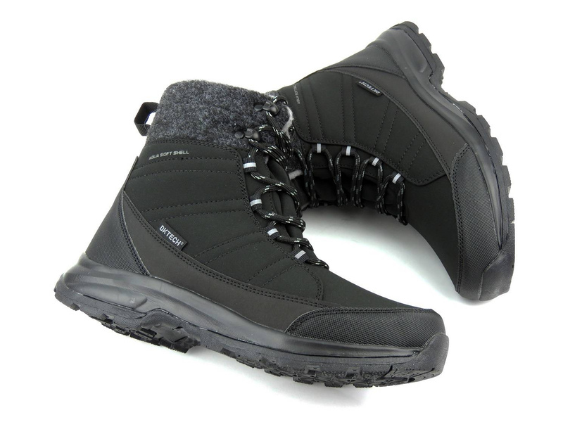 Sněhule, dámské zimní boty s materiálem Softshell - DK TECH 2104, černá a šedá