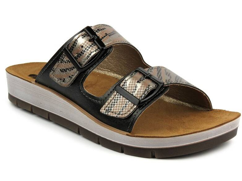 Dámské žabky s leopardím potiskem - INBLU CP-10, béžová a zlatá