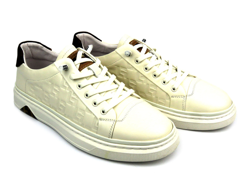 Skórzane sneakersy męskie - JOHN DOUBARE A921-1, czarne