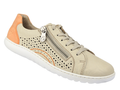 Barefoot kožené minimalistické dámské polobotky se zvýšenou šířkou H Rieker 52824-60, béžové