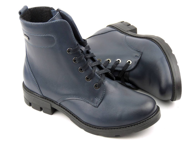 Kožené kozačky, dámské kozačky - HELIOS Komfort 532, tmavě modrá