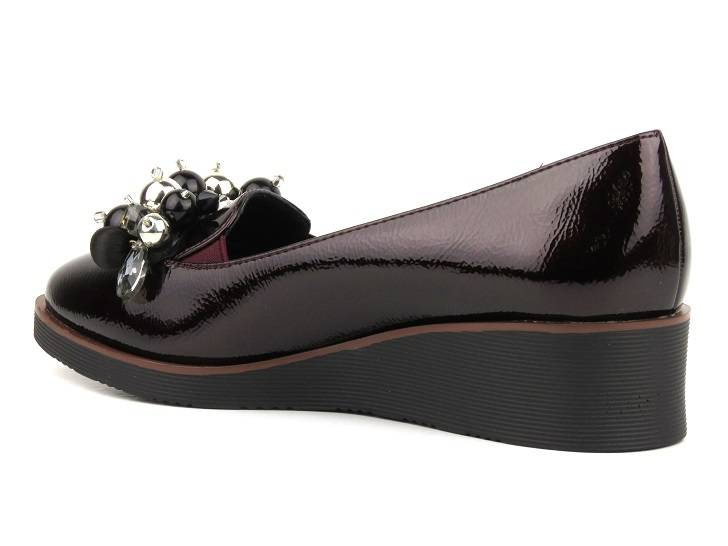 Elegantní dámské boty na klínku - Potocki 23-12031BU, vínové