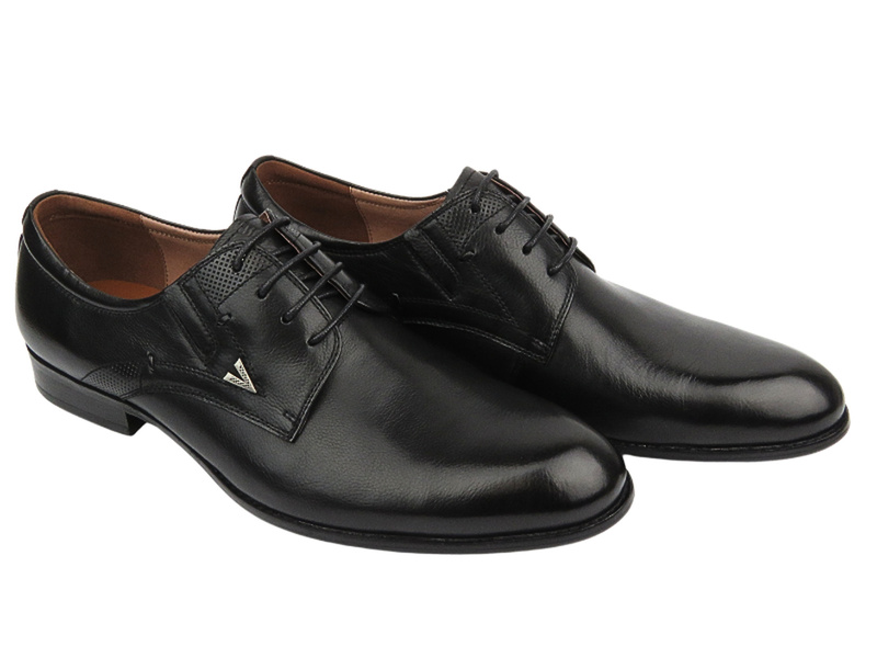 Eleganckie loafersy, półbuty męskie- JOHN DOUBARE 720-75G183, czarne