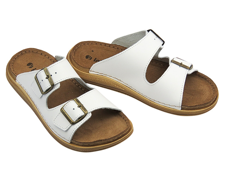 Pánské pantofle s přezkami bílé INBLU VE-01KU