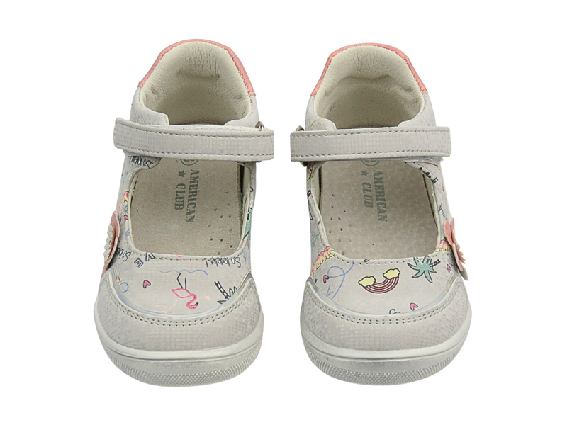 Dětské polobotky, baleríny šedé – American Club XD 51/22