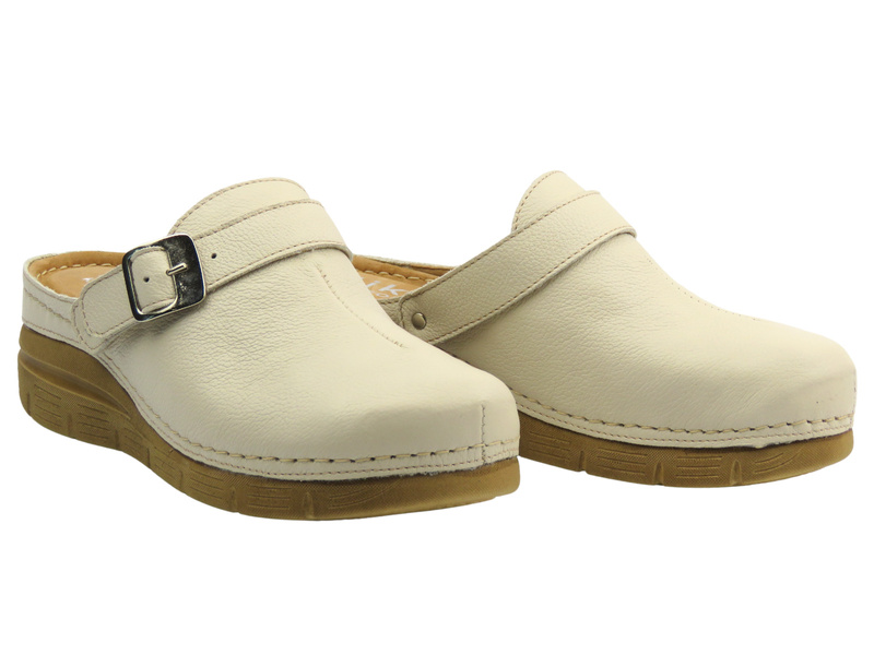 Pohodlné dámské pantofle na silné podrážce – Nika Komfort 1395, béžové