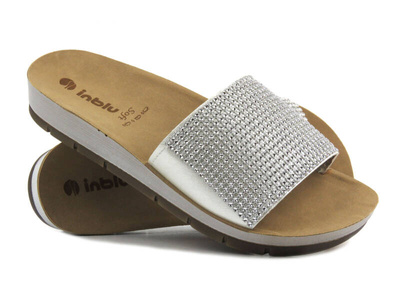 Dámské žabky se zdobeným svrškem - INBLU Brilla, stříbrné