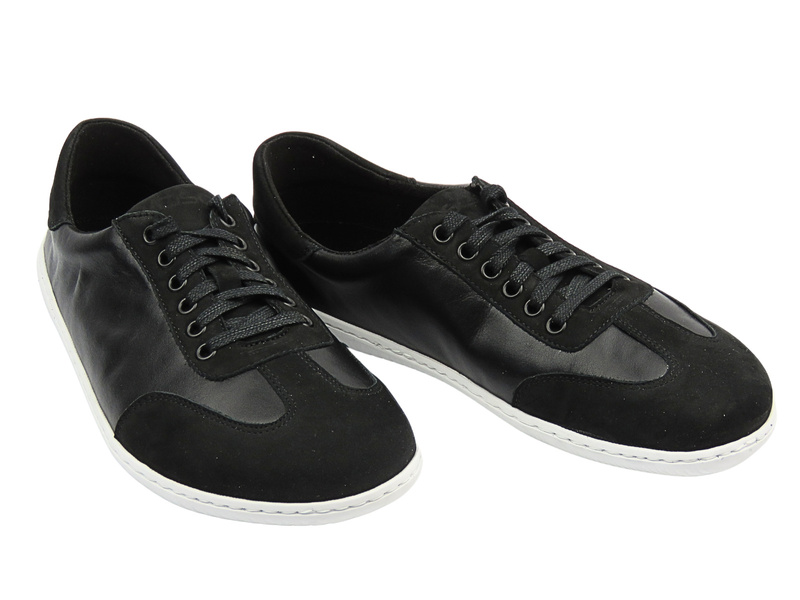 Barefoot kožené minimalistické pánské polobotky černé Wasak 0742