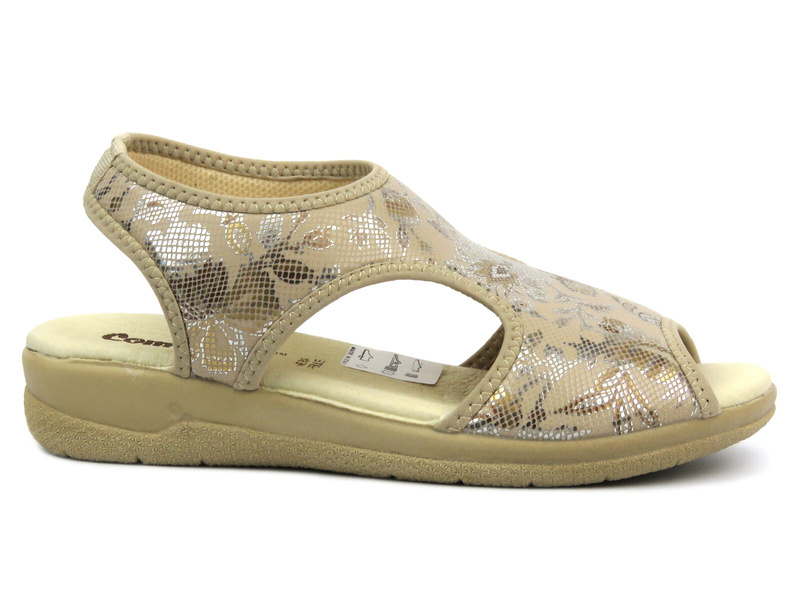 Dámské sandály s koženou stélkou - Comfooty EMMA, béžová barva