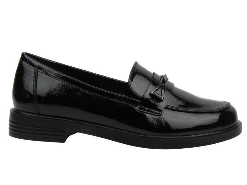 Lakované dámské mokasíny, loafers Potocki 25-12555, černé