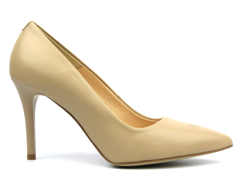 Elegantní jehlové podpatky se špičatou špičkou - UNCOME 35004, béžová barva