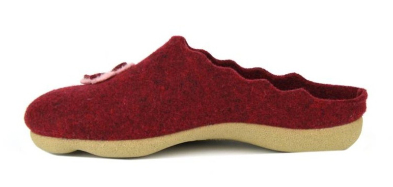 Teplé dámské pantofle z přírodní plsti - Manitu 320385, bordó