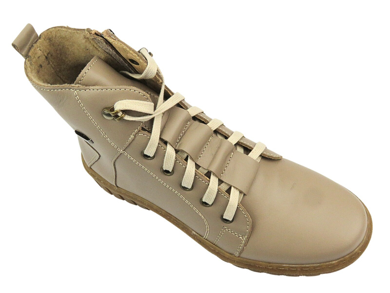 Kožené dámské boty HELIOS Comfort 577 Beige Lace-up Polish Brand